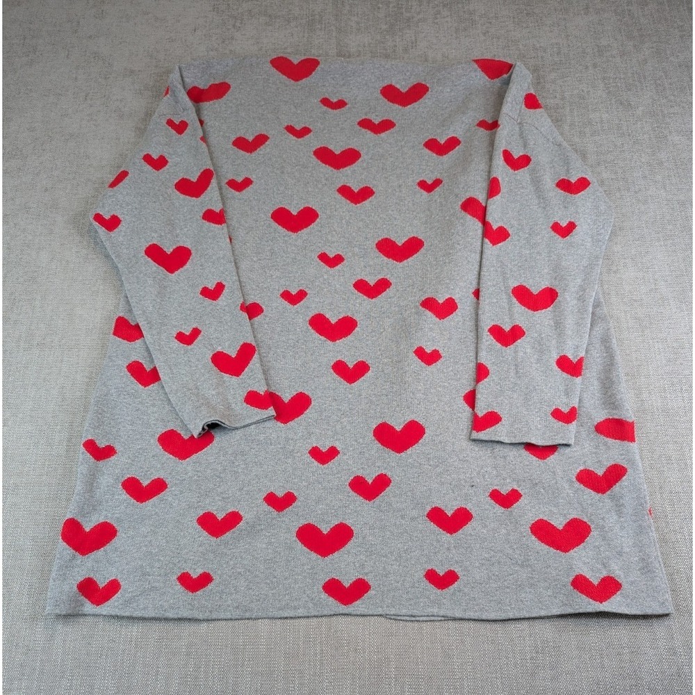 NWT Driftwood Cardigan Women 3X Plus Size Gray Sweater Heart Intarsia Open Front - Picture 3 of 7